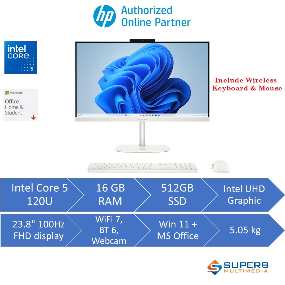 HP OmniStudio All-in-One Desktop 24-cu0002d PC (D4RK8PA) (Intel Core 5 ...