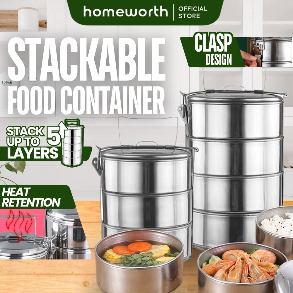 HOMEWORTH 2/3/4/5 Tier Food Carrier Storage Container Multilayer ...