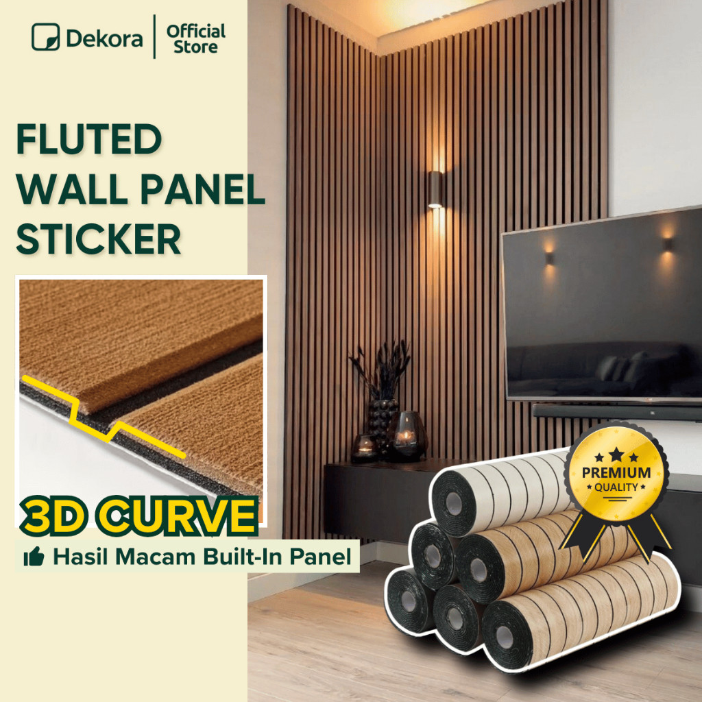 Fluted Wallpaper 3D Surface Wood Foam Wall Sticker for Wall and Ceiling ...