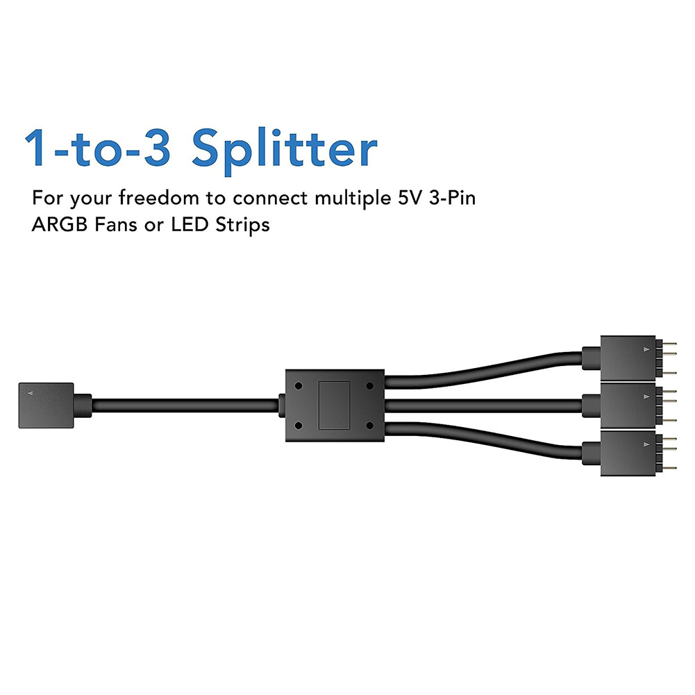 5V/3pin ADD-RGB To 12V/4PIN Adapter with 3-Way Splitter 5V ARGB To 12V ...