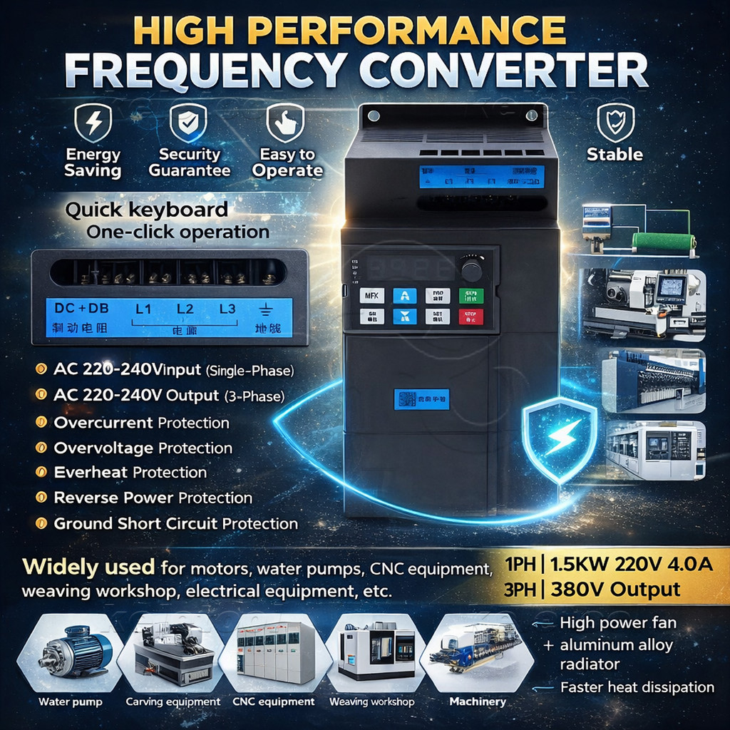 VSD VFD Frequency Inverter single phase to three phaseInput 220v 1phase ...