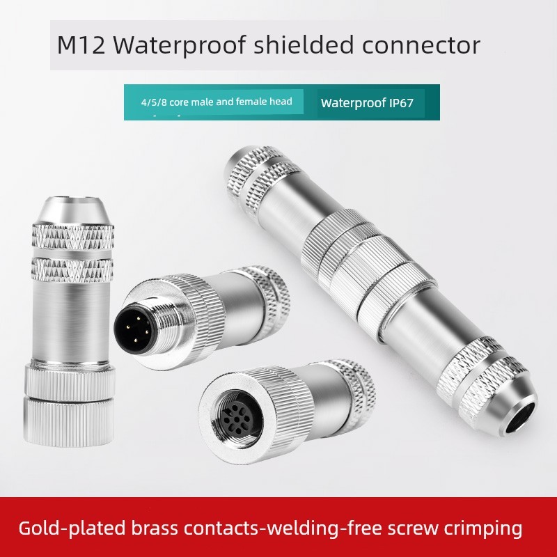 M12 Waterproof Metal Shielding Sensor Aviation Plug 4-Core 5-Core 8-Pin ...