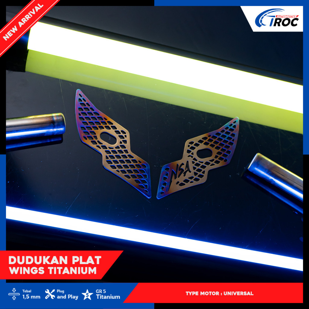 NSA PREMIUM SERIES MOTORCYCLE NUMBER PLATE HOLDER WINGS TITANIUM GR5 ...