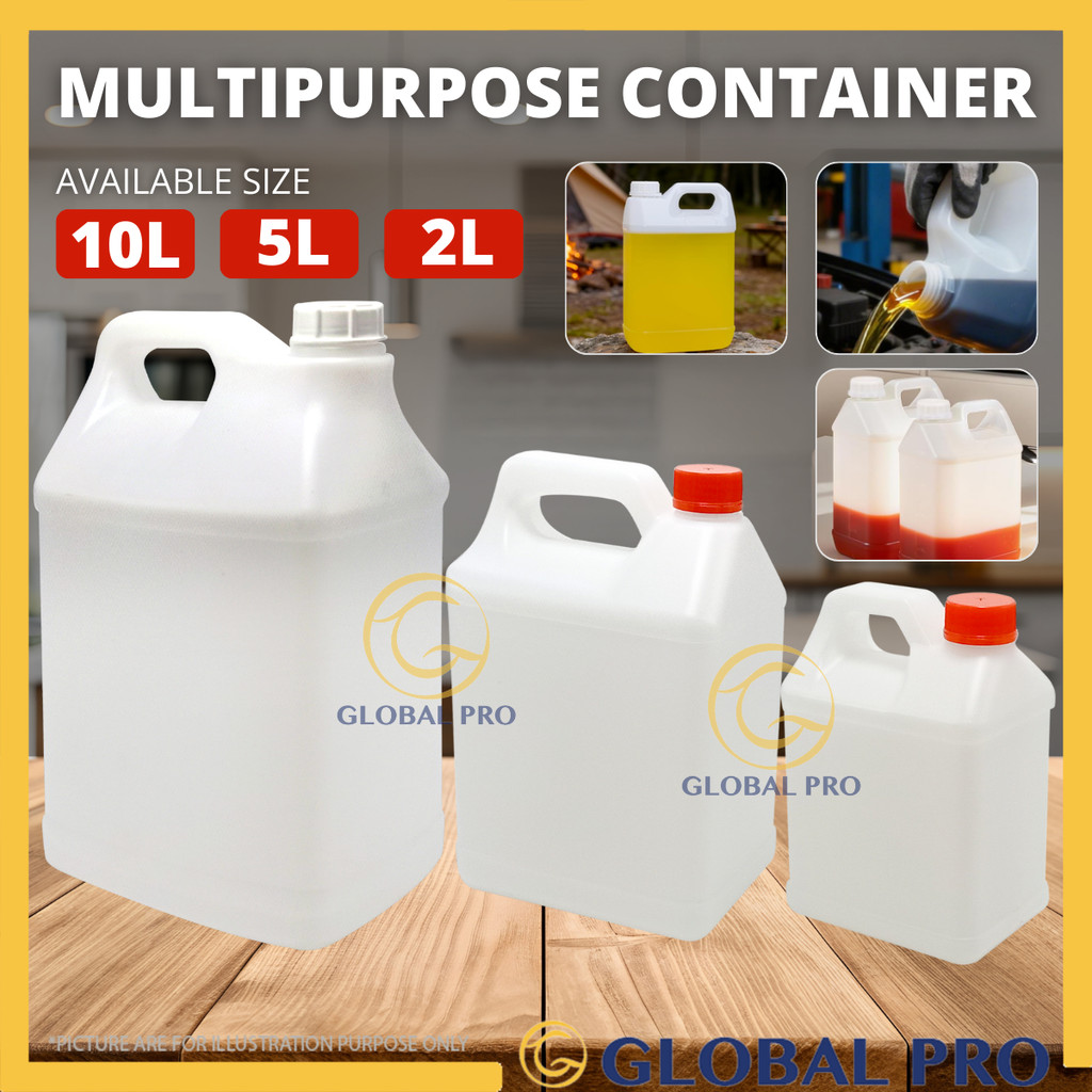 HDPE Clear Plastic Bottle Tank Container Lid Jerry Can Storage Drum 2L ...