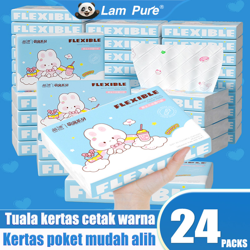[24 PACKS] LamPure Facial Tissue Colored Printed Tissue Paper Easy To ...