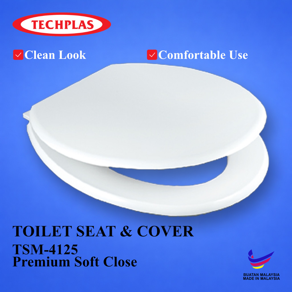 [ TECHPLAS ] (TSM-4125) Premium Toilet Seat and Cover | White | 438mm ...