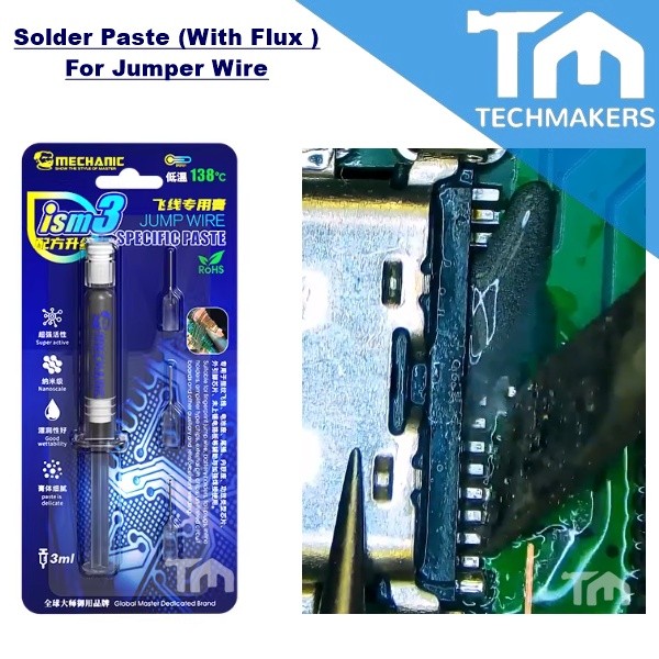 MECHANIC ISM3 Jump Wire Specific Solder Paste (with Flux) Low Temp 138C/183C Solder Tin Paste Repair Phone Rework BGA
