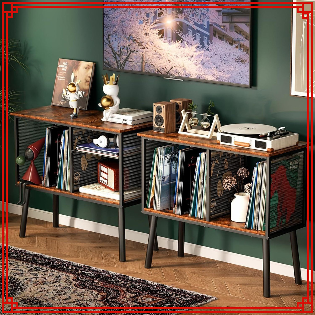 Storage rack, three-tier vinyl record storage rack, rustic vintage ...