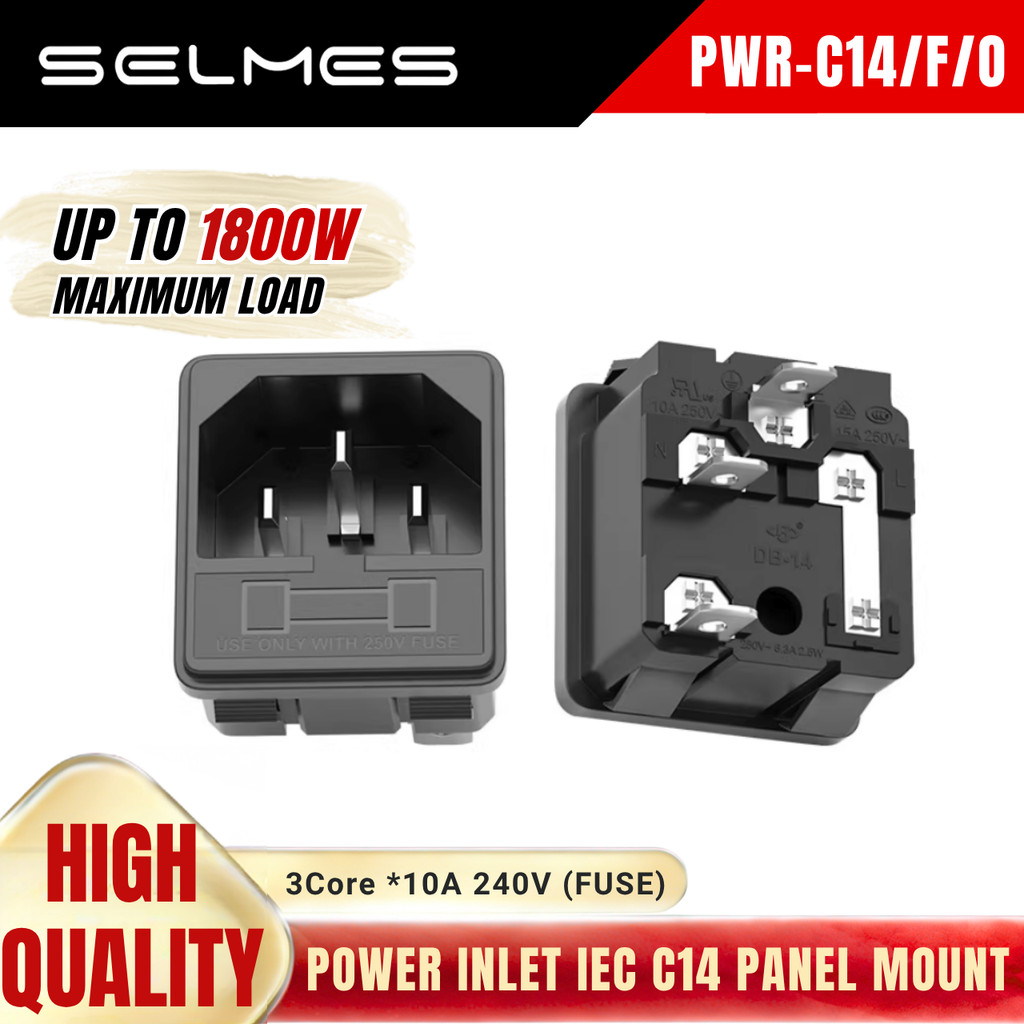 AC Power Inlet IEC C14 10A 250V Panel Mount With Fuse Holder 3PIN ...