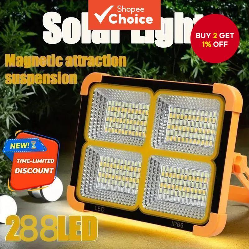 Solar LED Work Light - 288 Ultra-Bright LEDs with 5 Lighting Modes ...