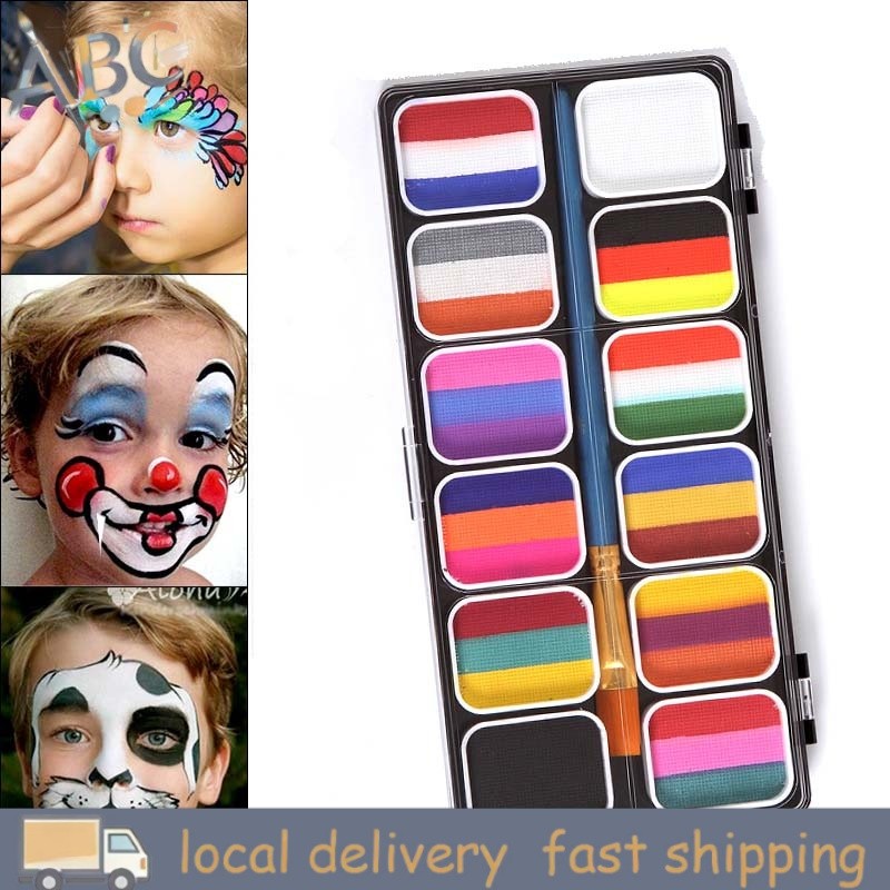 Professional Face & Body Painting Kit 12 Colors Rainbow Water Based ...