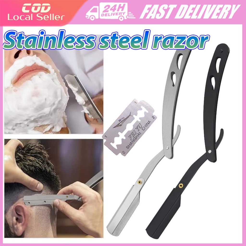 Manual Copper Handle Razor Professional Straight Edge Stainless Steel ...