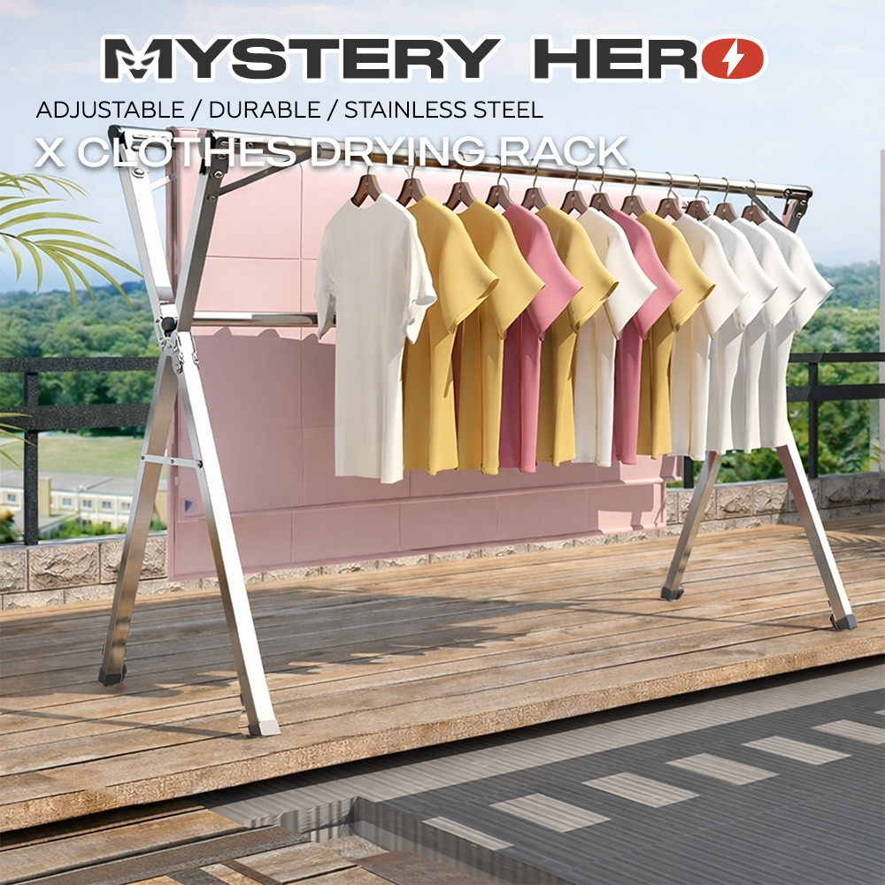 MysteryHero Clothes Drying Rack X Shape Foldable Rak Penyidai Baju ...