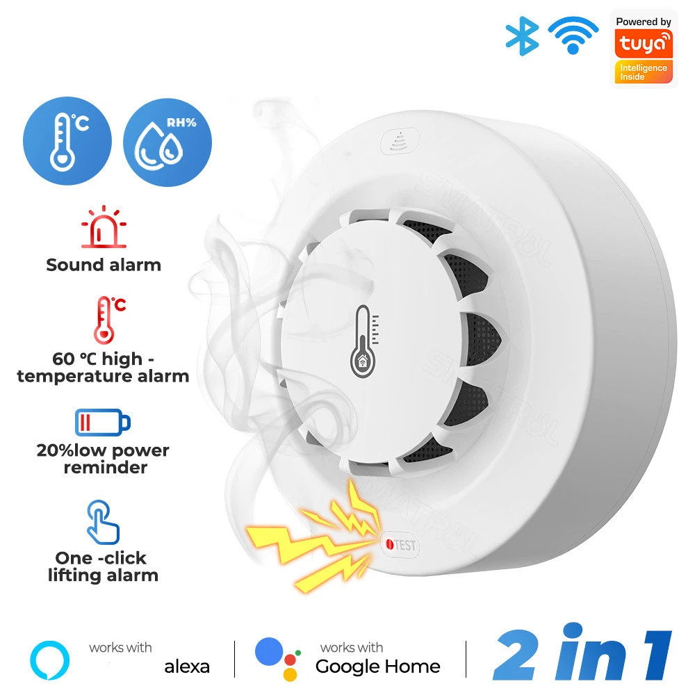 Tuya 3 in 1 Temperature Humidity smoke Sensor Fire Alarm WiFi Smart ...