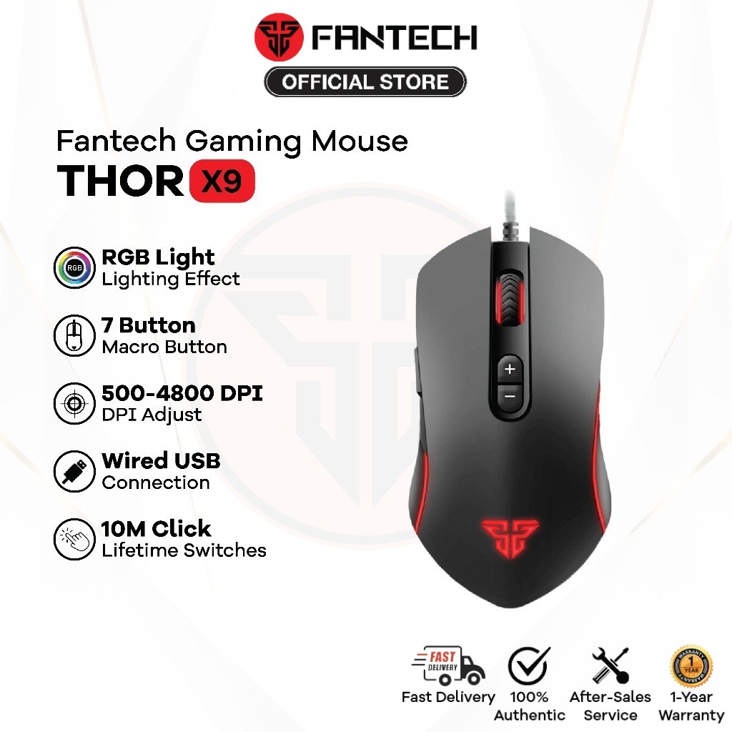 Fantech Thor X9 Macro RGB Wired Gaming Mouse | 7 Macro Buttons | 4800 ...