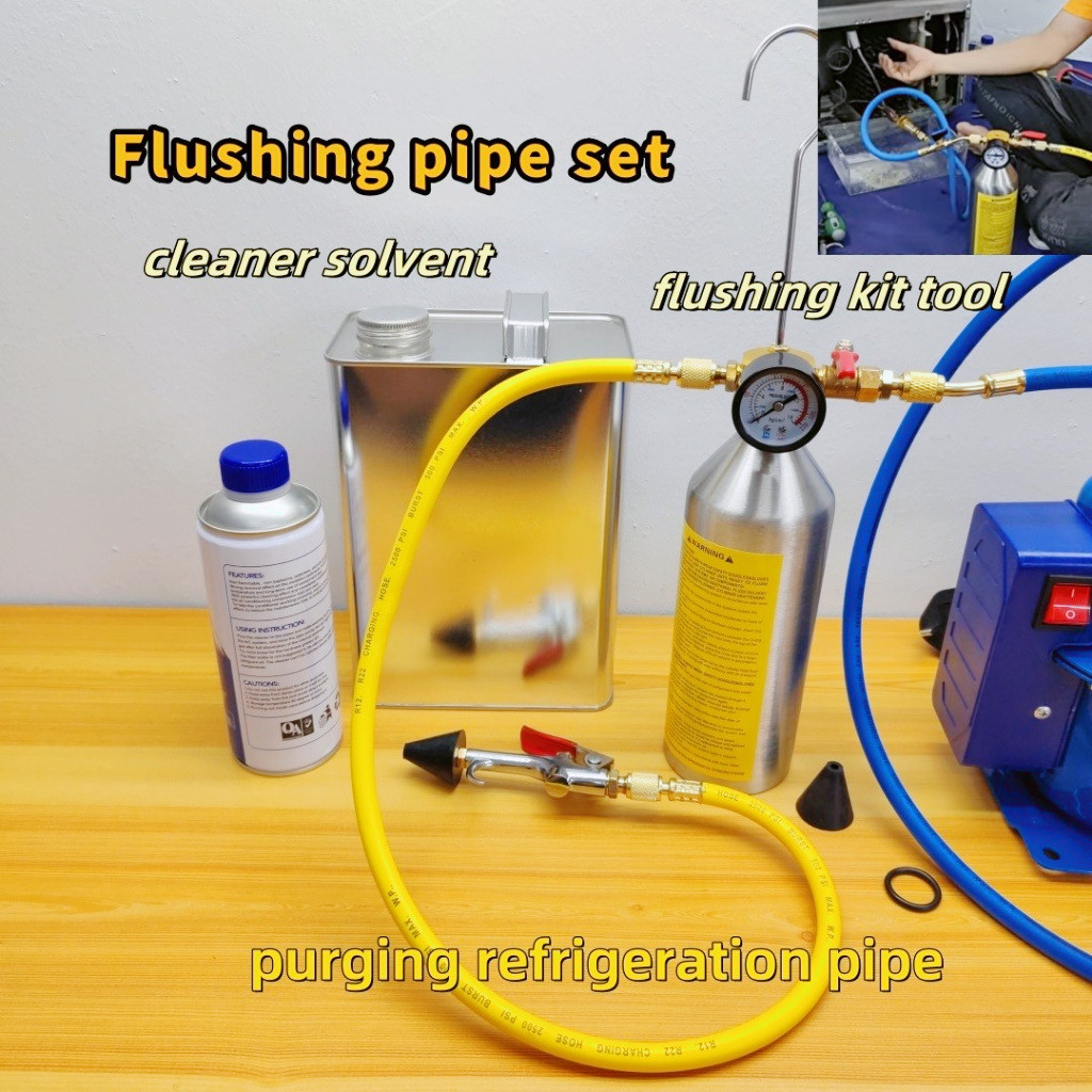Flushing kit set + Cleaning Solvent Bottle purging inside pipe Air ...