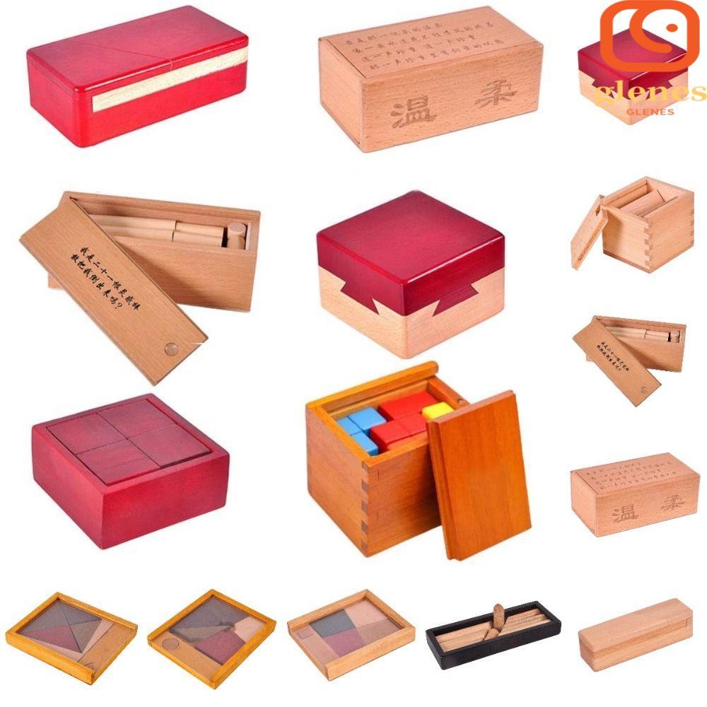 GLENES IQ Puzzle Mind Brain Teaser, Luban Lock Brain Teaser Wooden ...