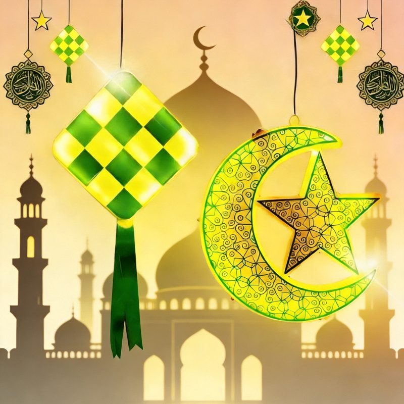 Lampu Ketupat LED Decoration Lights 3D Star Moon Lantern Raya Hari Raya ...