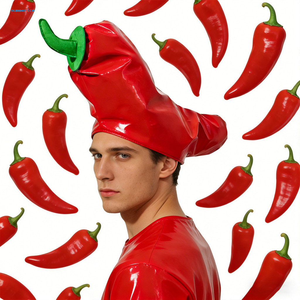 【Ready stock】 Chili Shaped Hat Stand-up Show Prop Pepper Hat Funny ...