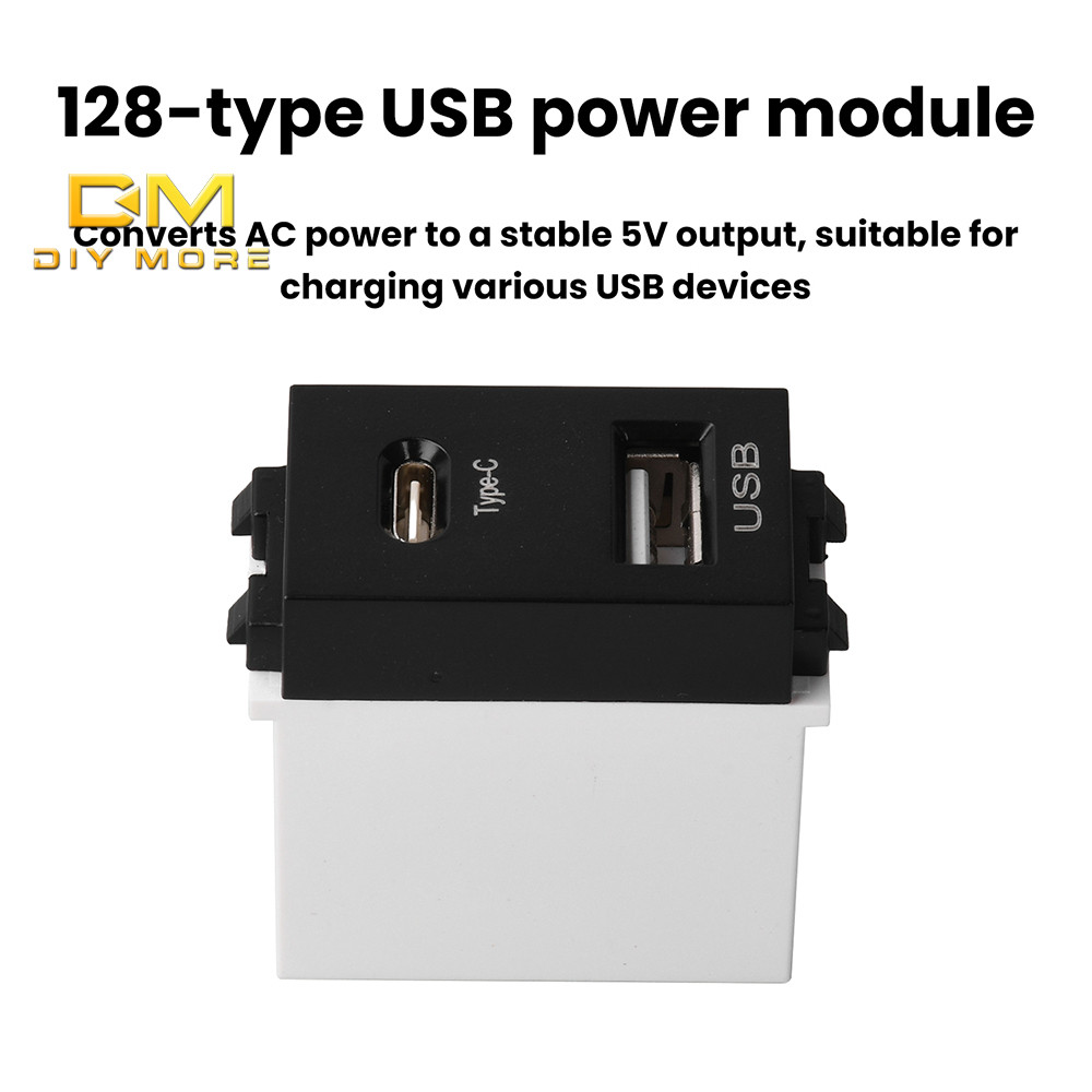 DIYMORE Type 128 USB Power Module 220V Socket 5V2.1A Dual Port USB+Type ...