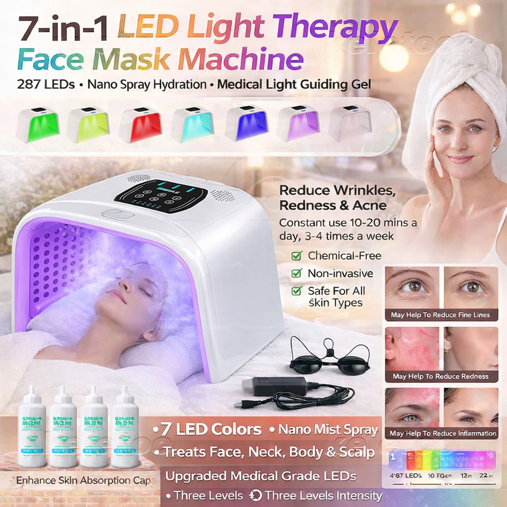 facial machine led mask7-color PDT LED facial mask phototherapy device ...