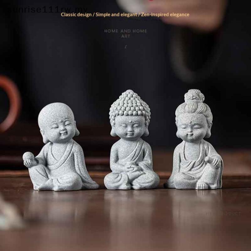 SRMY Chinese Style Buddha Statue Cute Little Monk Figurines Fish Tank ...