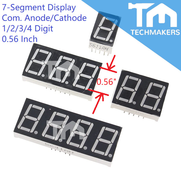 1,2,3,4 Digit 7 Segment Display 1/2/3/4 Bit Digit RED LED 0.56 Inch Segments Display Common Cathode / Anode TechMakers