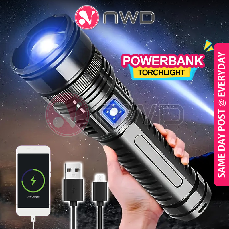 𝗟𝗜𝗚𝗛𝗧 𝗕𝗔𝗡𝗞 》10,000LM LED Flashlight Type-C Rechargeable White Laser ...