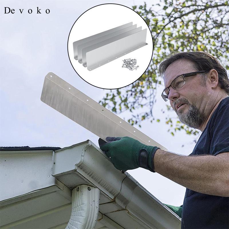 Devoko 4 Pieces of Rainwater Valley Gutter Splash Guard Roof Deflector ...