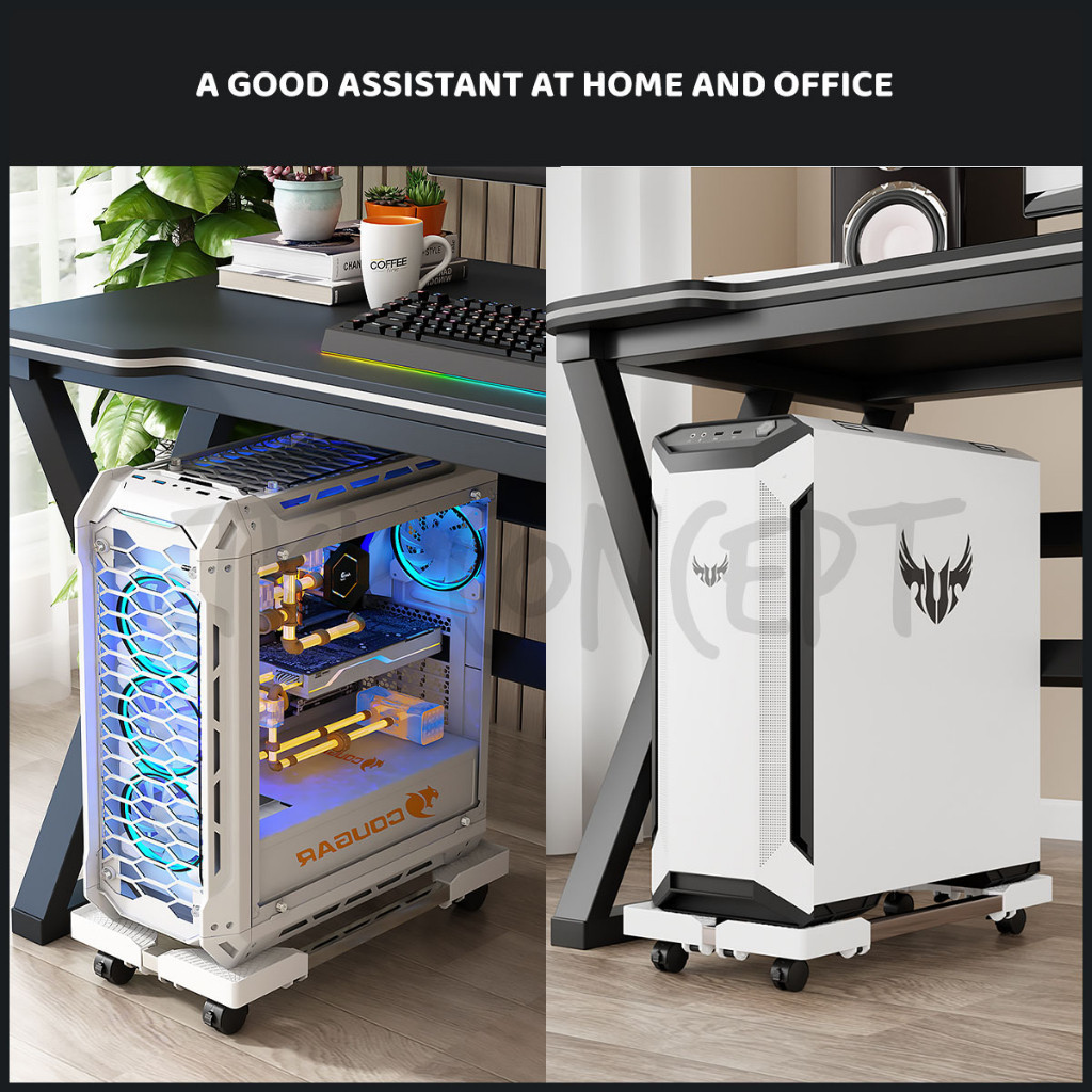 PC Trolley 360 Rotating Tray Desktop Rack Computer Case Holder Trolley ...