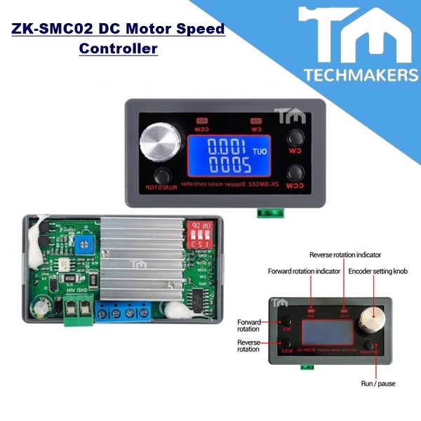 ZK-SMC02 DC Motor Speed Controller PWM 6V–30V 12V 24V Adjustable Speed Regulator Module