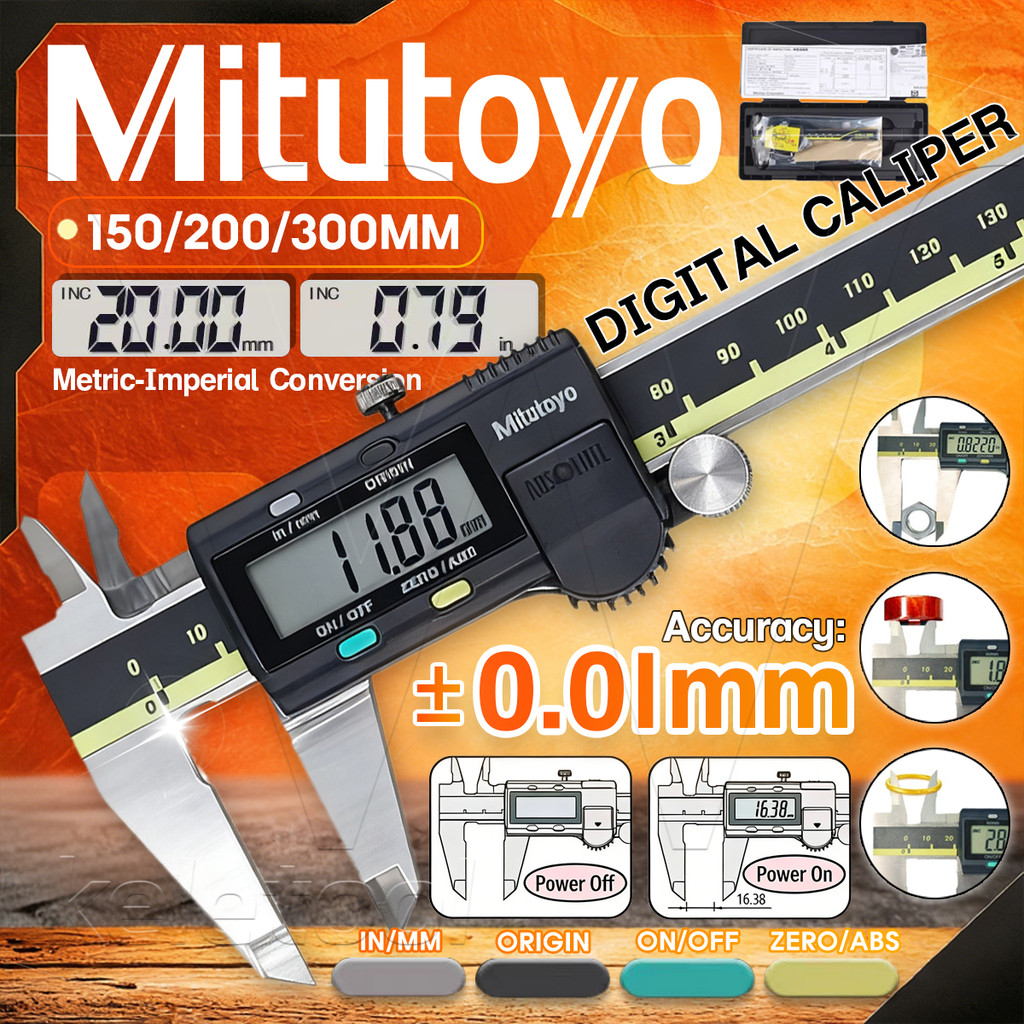 Digital Vernier Caliper 300mm Stainless Steel LCD Electronic Measuring ...