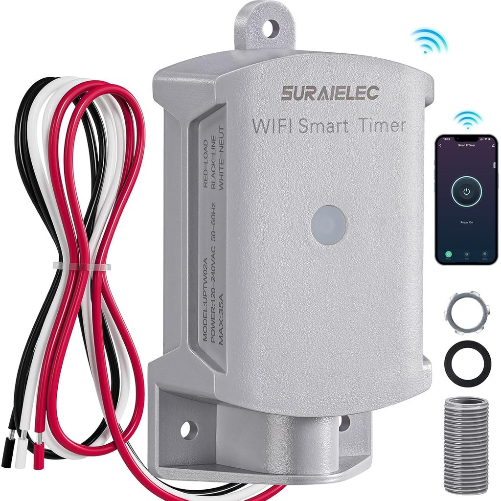 SURAIELEC 35 AMP Wi-Fi Smart Timer Switch untuk Kotak Elektrik Luar ...