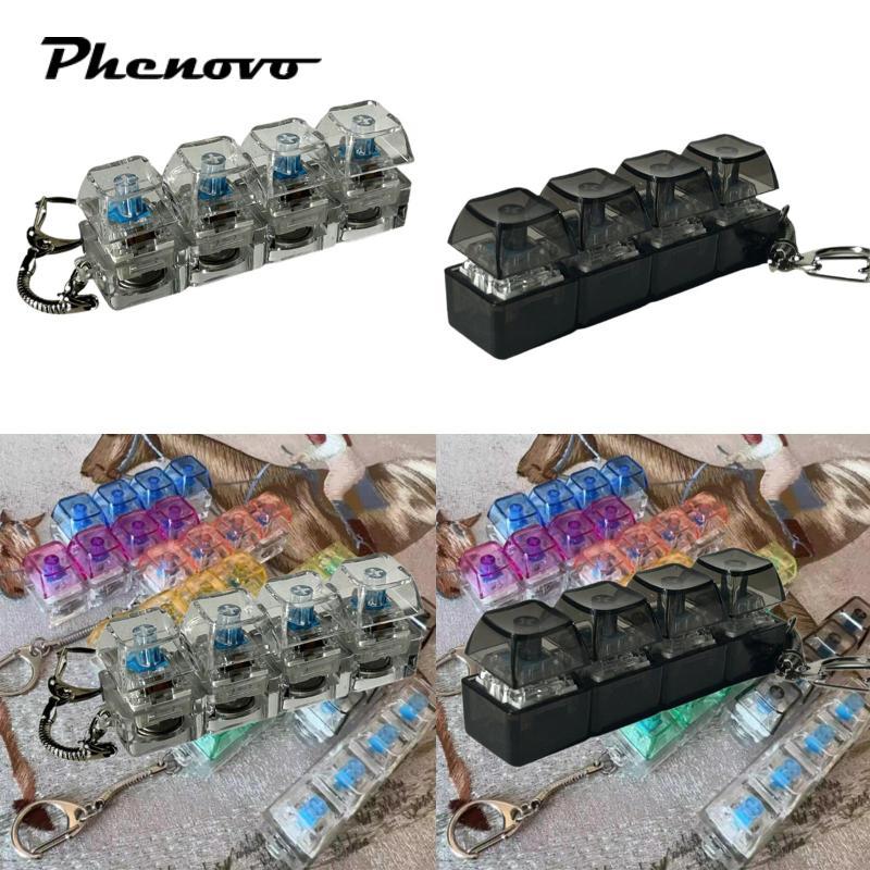 [Phenovo] 4 Key Keyboard Fidget Clicker Toy Keychain Cube Compact ...