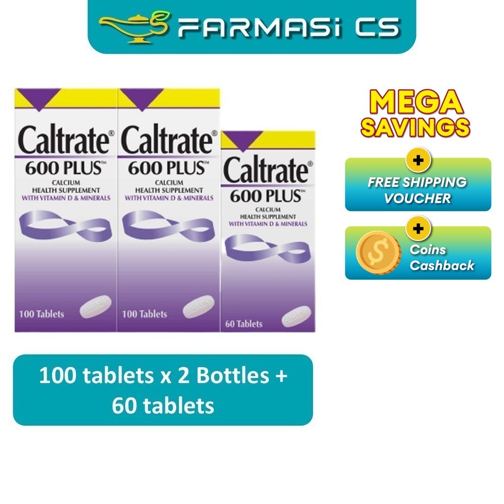 Caltrate Calcium + D Plus 100 Tablets x 2 Bottles + 60 Tablets EXP:09/ ...
