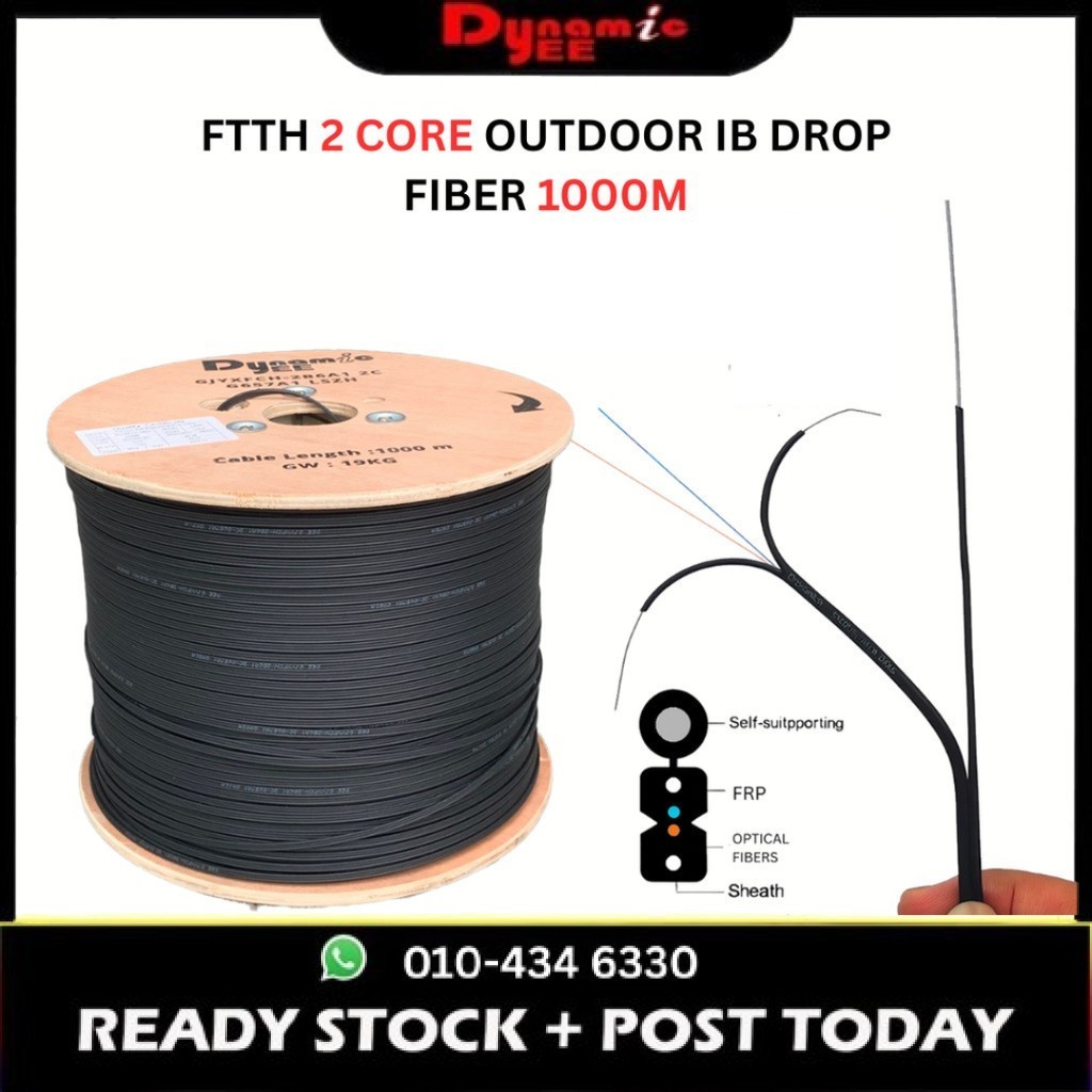 FTTH 2 Core Outdoor IB Drop Fiber Cable 1000m (FRP)GJYXFCH-2B6a2 G657A1 ...