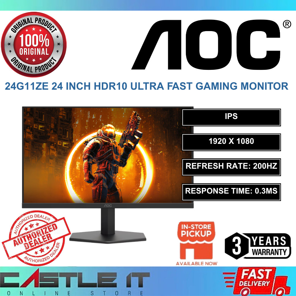 AOC 24G11ZE 24 Inch IPS FHD 200Hz Gaming Monitor HDR10 Ultra Fast ...