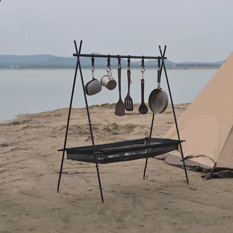 Outdoor Triangle Hanging Rack Aluminum Mesh Camping Hanger Cookware ...