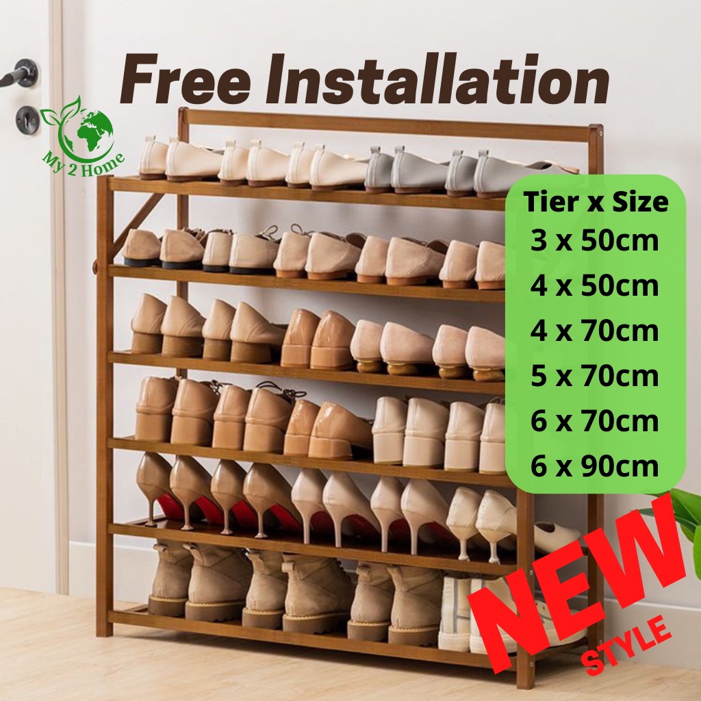 Multipurpose Shoe Rack (Installation-Free) Foldable Wooden RAK KASUT ...