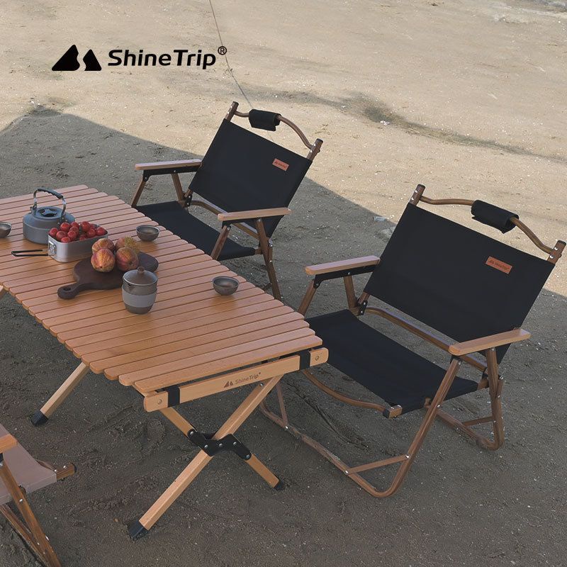 ShineTrip Outdoor Folding Chair Wood Relax Armchair Portable Foldable ...