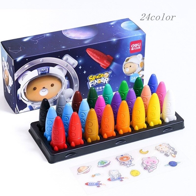 12/24 Colors Rocket-shaped Crayon, Children Toddler Drawing Graffiti ...