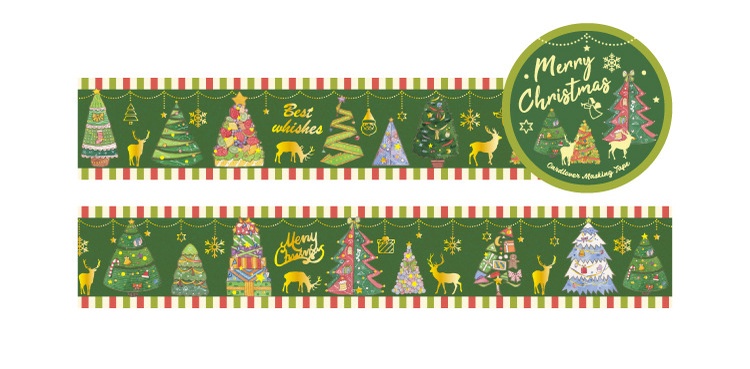 JIANWU 300cm Holiday Christmas Eve Bronzing Washi Tape DIY Journal