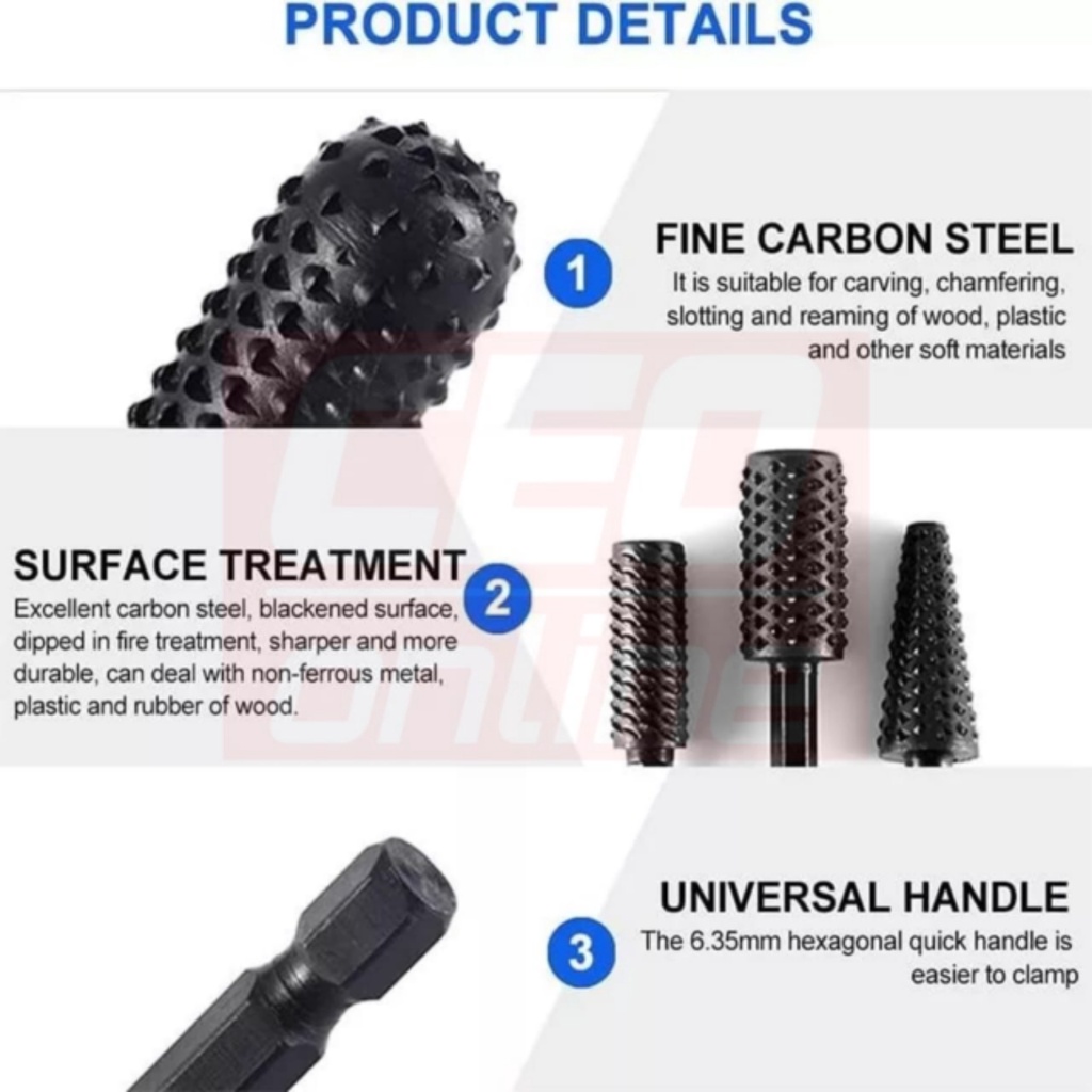 CEO 🇲🇾 (1) 5/10pcs Steel Rotary Rasp File 6mm Shank Rotary Craft Files ...