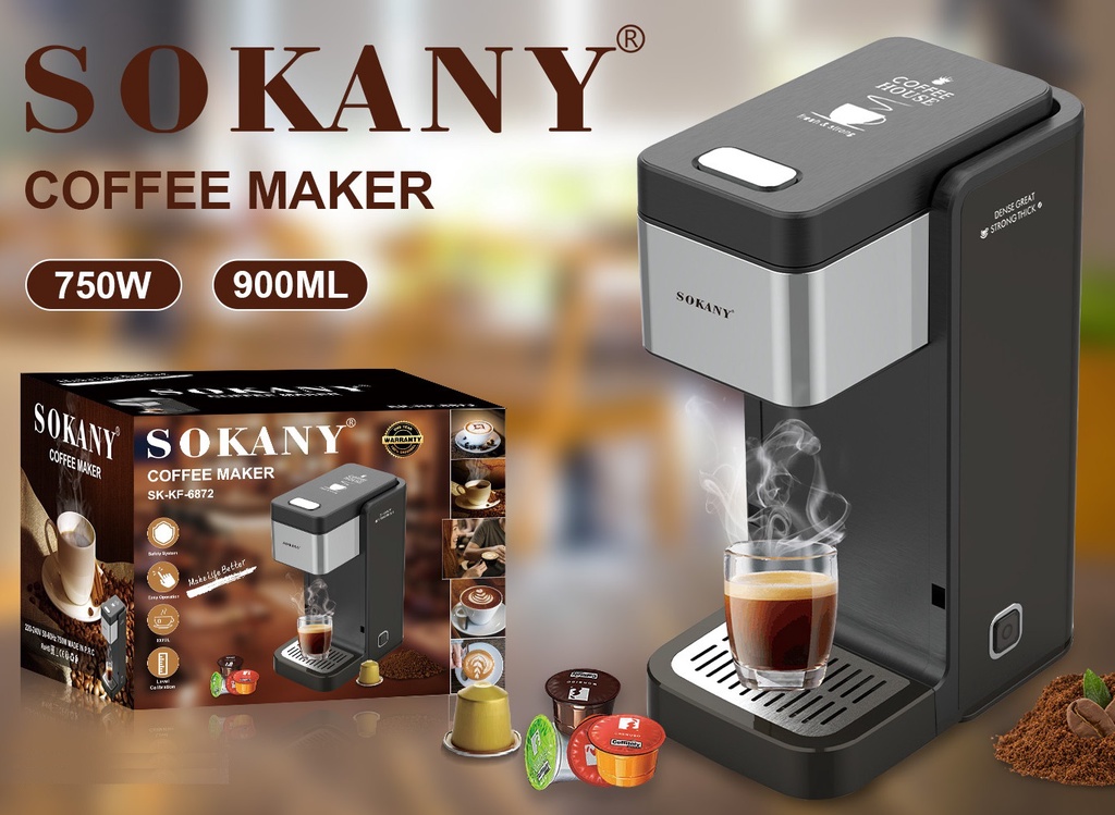 Sokany 2 In 1 Capsule Pressure Espresso & Ground Coffee Powder Coffee ...