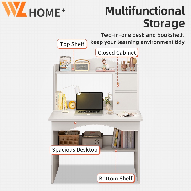 Computer Table Meja belajar Student Study Desk With Book Shelf Table ...