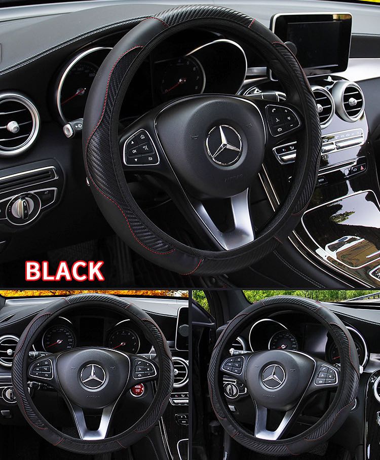 Universal Car Steering Cover Carbon 6D PU Leather Steering Wheel Cover ...