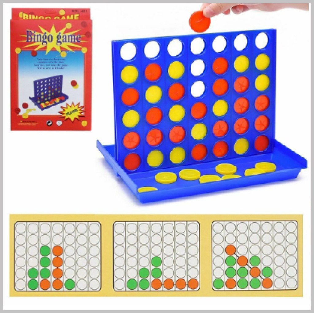 Connect 4 Classic Grid Board Game, 4 in a Row Game for Kids, 2 Player