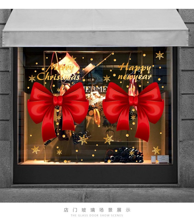 Christmas Window Scene Layout Shop Glass Sliding Door Stickers Santa ...
