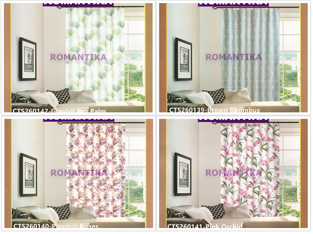Romantika Loren Curtain French Pleat Hook Style 140X260cm Langsir Pintu