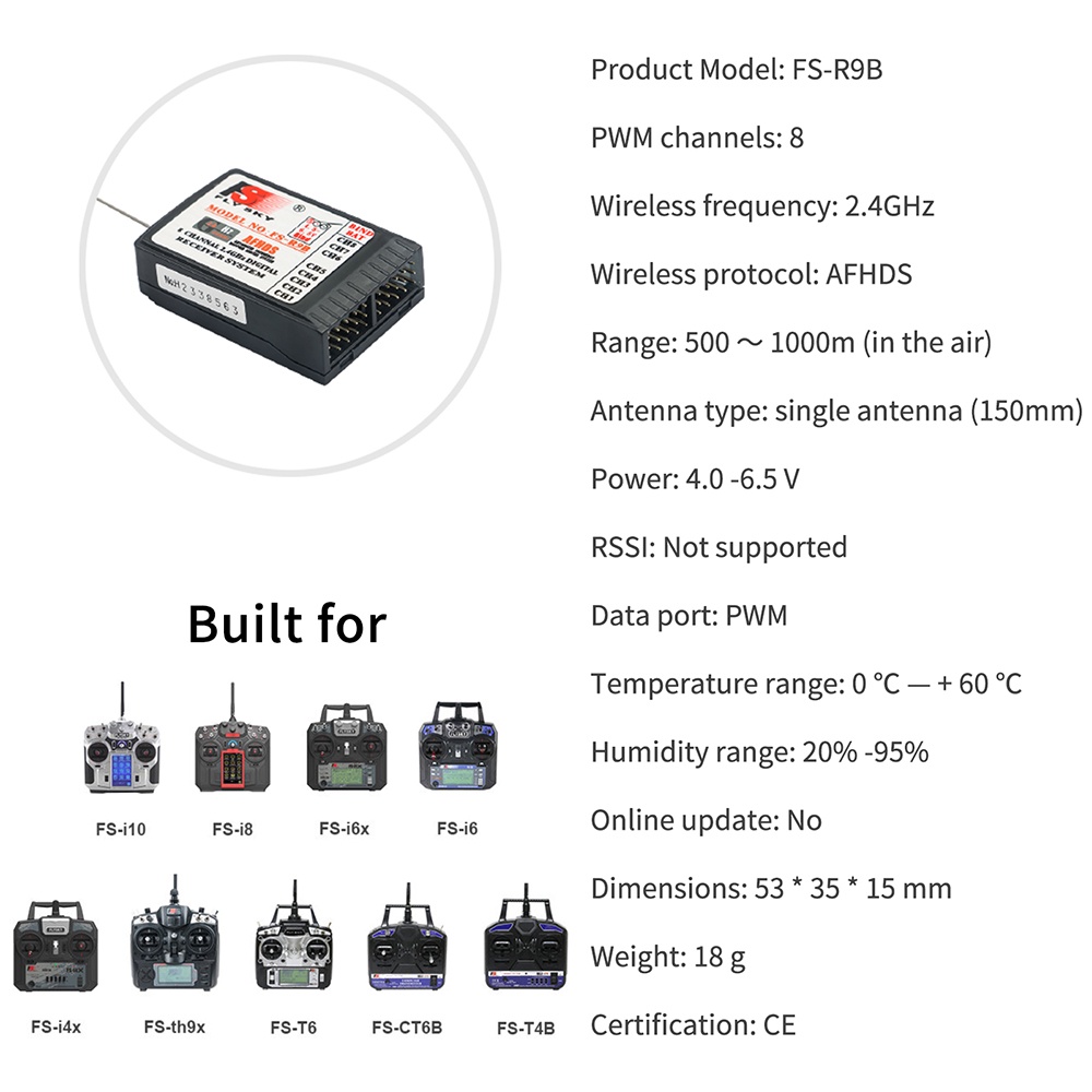 FS-BS6 Receiver Flysky FGR4S FGR4P FGR4B FS-GR3E FS-R6B FS-iA6 FS-iA6B ...